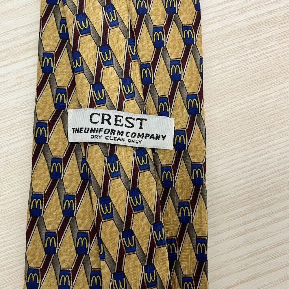 Crest The Uniform Company Mens Gold McDonald's‎ Logo Silk Blend Necktie